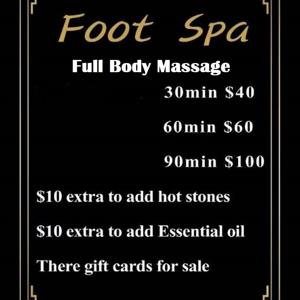 Picture of Foot Spa Menu and prices